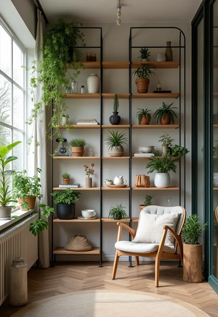 30 Balcony Inside House Designs That Feel Unique and Modern 8 30 Balcony Inside House Designs That Feel Unique and Modern - 8. Open Shelving as Dividers
