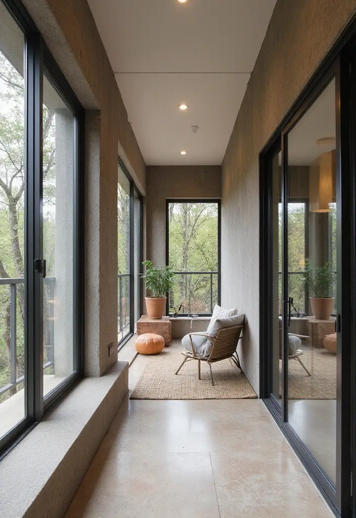 30 Balcony Inside House Designs That Feel Unique and Modern 9 30 Balcony Inside House Designs That Feel Unique and Modern - 9. Sliding Panels for Functional Flexibility