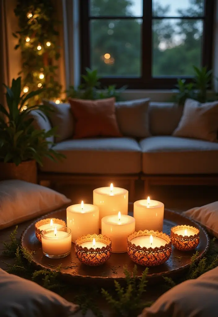 30 Balcony Lighting Ideas That Transform the Atmosphere 16 30 Balcony Lighting Ideas That Transform the Atmosphere - 16. Clustered Candles