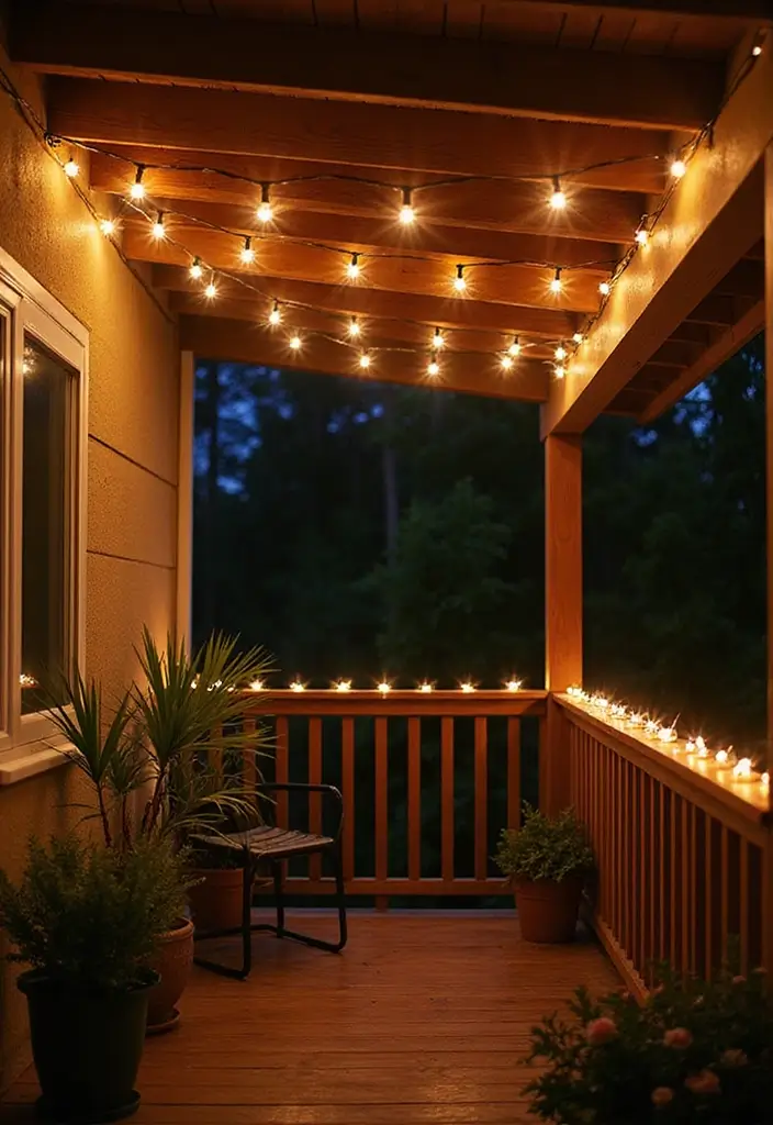 30 Balcony Lighting Ideas That Transform the Atmosphere 17 30 Balcony Lighting Ideas That Transform the Atmosphere - 17. Solar String Lights