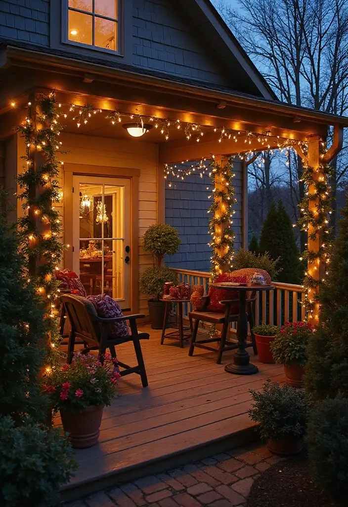 30 Balcony Lighting Ideas That Transform the Atmosphere 24 30 Balcony Lighting Ideas That Transform the Atmosphere - 24. Seasonal Décor Lights