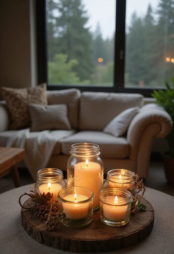 30 Balcony Lighting Ideas That Transform the Atmosphere 28 30 Balcony Lighting Ideas That Transform the Atmosphere - 28. Rustic Candles in Mason Jars