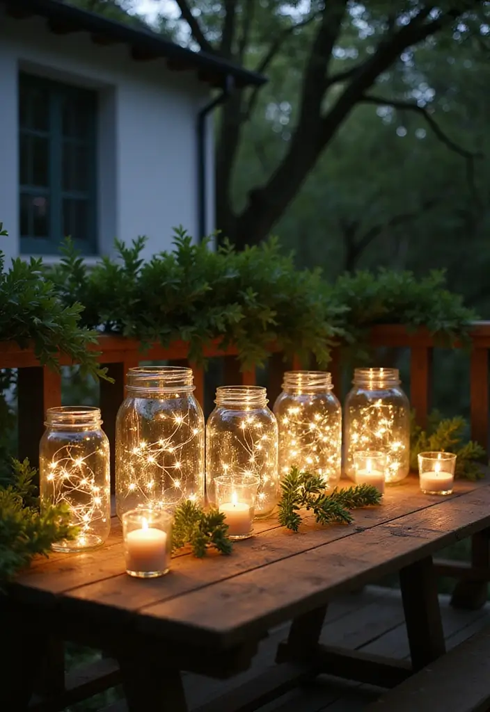 30 Balcony Lighting Ideas That Transform the Atmosphere 3 30 Balcony Lighting Ideas That Transform the Atmosphere - 3. Fairy Light Jars