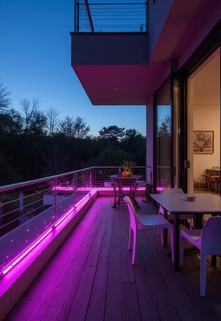 30 Balcony Lighting Ideas That Transform the Atmosphere 4 30 Balcony Lighting Ideas That Transform the Atmosphere - 4. LED Strip Lights