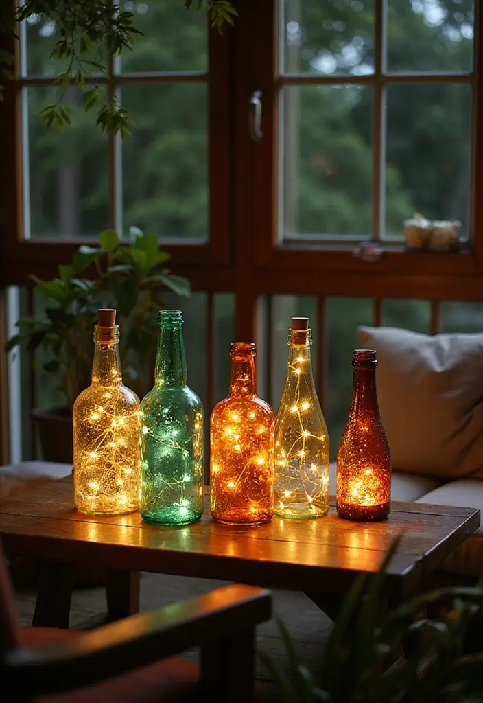 30 Balcony Lighting Ideas That Transform the Atmosphere 7 30 Balcony Lighting Ideas That Transform the Atmosphere - 7. Upcycled Bottles as Lights