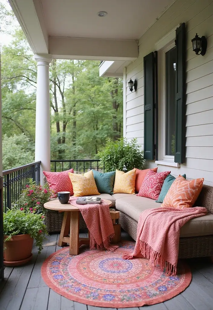 30 Balcony Makeover Ideas That Completely Transform the Look 15 30 Balcony Makeover Ideas That Completely Transform the Look - 15. Peppy Pillows and Throws
