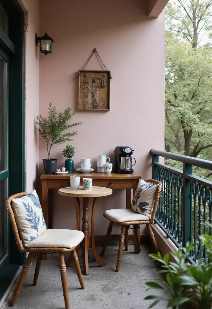 30 Balcony Makeover Ideas That Completely Transform the Look 29 30 Balcony Makeover Ideas That Completely Transform the Look - 29. Chic Caffeine Corner