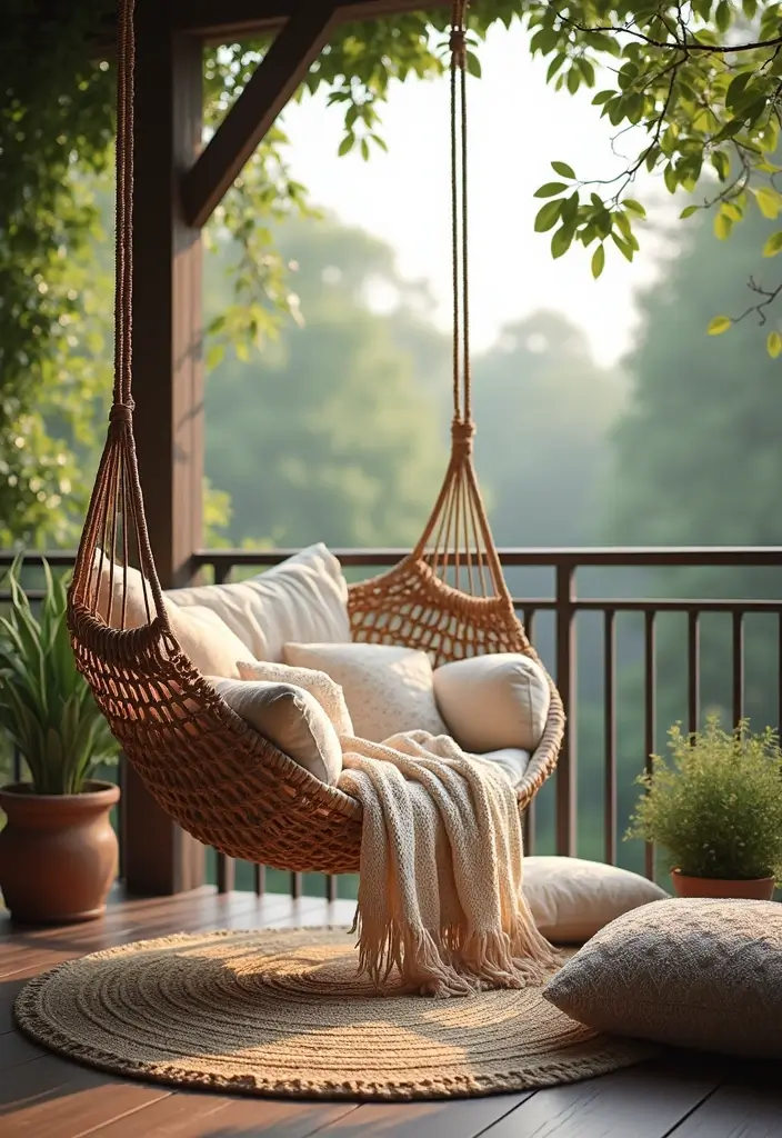 30 Balcony Makeover Ideas That Completely Transform the Look 7 30 Balcony Makeover Ideas That Completely Transform the Look - 7. Hammock or Swing Chair