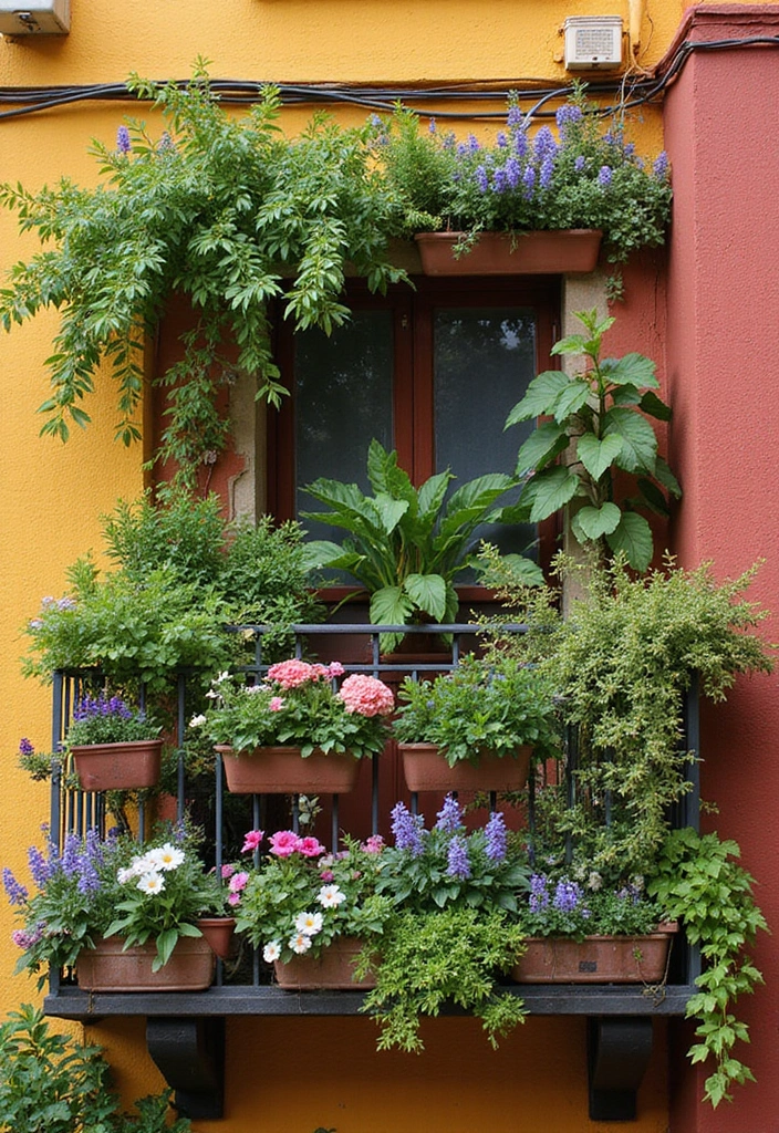 30 Balcony Painting Ideas That Add Instant Personality 16 30 Balcony Painting Ideas That Add Instant Personality - 16. Garden Oasis with Vertical Planters