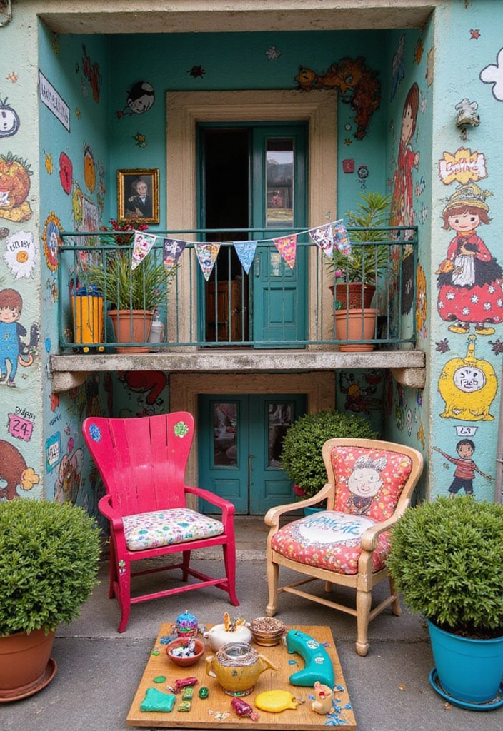 30 Balcony Painting Ideas That Add Instant Personality 6 30 Balcony Painting Ideas That Add Instant Personality - 6. Whimsical Murals for Artistic Flair