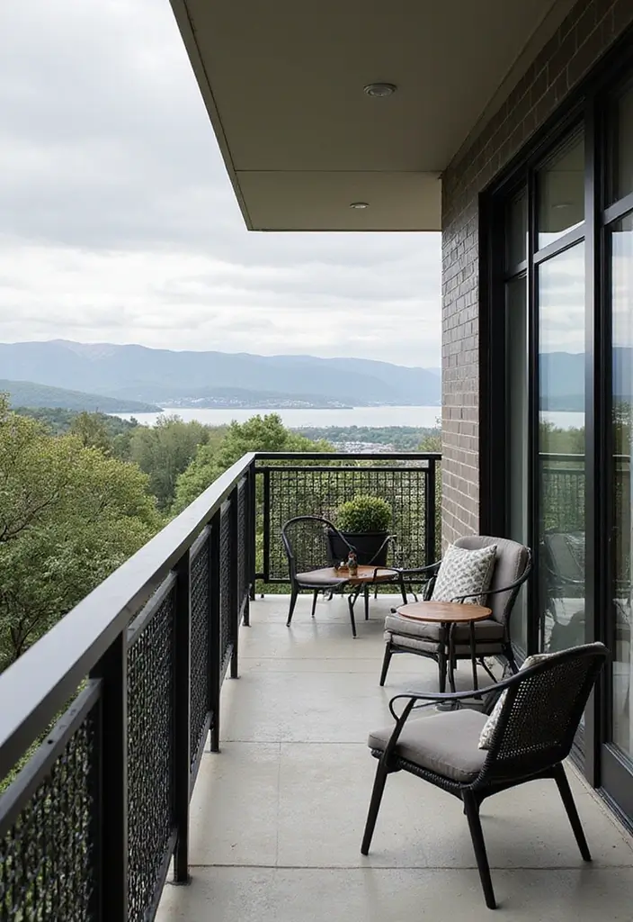 30 Balcony Railing Ideas That Balance Safety and Style - 17. Stylish Metal Grate Railings