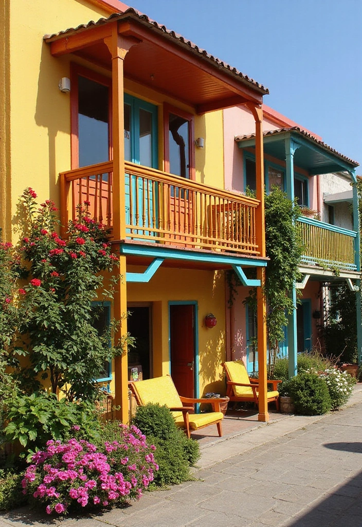 30 Balcony Railing Ideas That Balance Safety and Style - 6. Colorful Painted Railings
