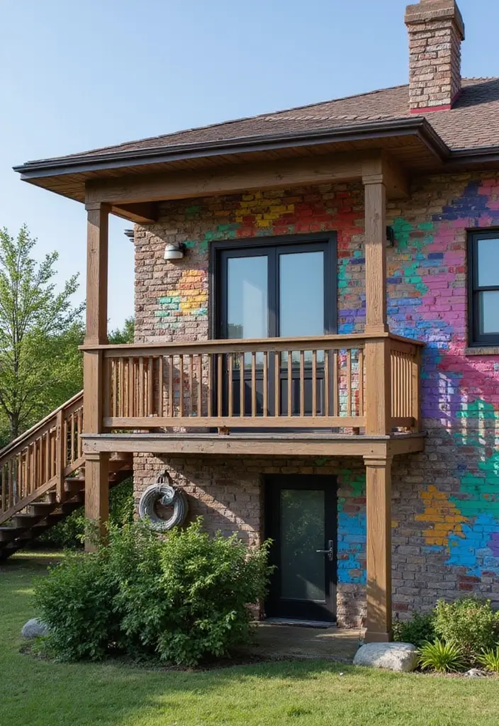 30 Big Balcony Design Inspirations Perfect for Relaxing Evenings - 15. Artistic Wall Murals