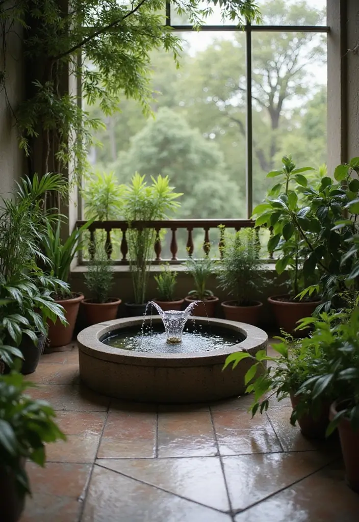 30 Big Balcony Design Inspirations Perfect for Relaxing Evenings - 16. Water Feature Serenity