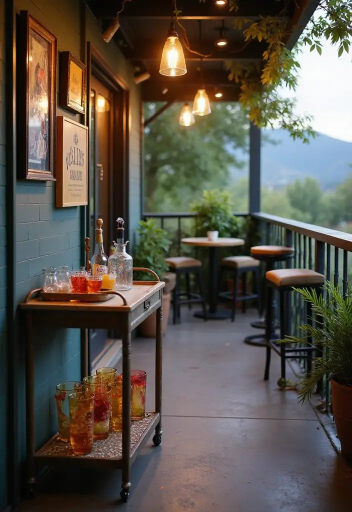 30 Big Balcony Design Inspirations Perfect for Relaxing Evenings - 18. Stylish Bar Area