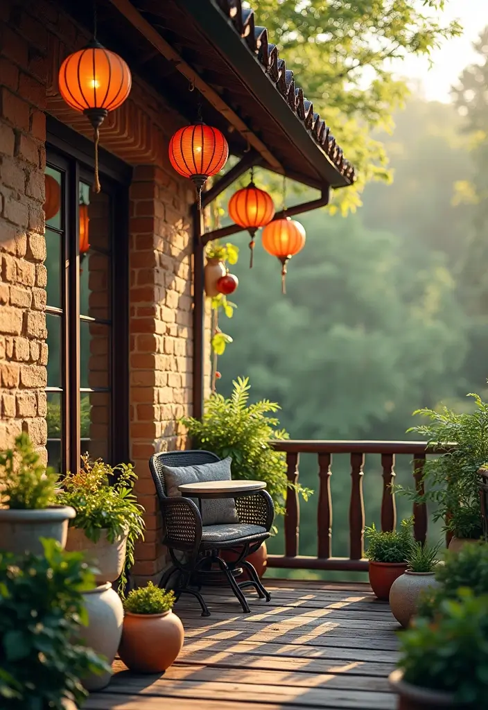 30 Big Balcony Design Inspirations Perfect for Relaxing Evenings - 23. Wind Chimes and Whimsical Decor