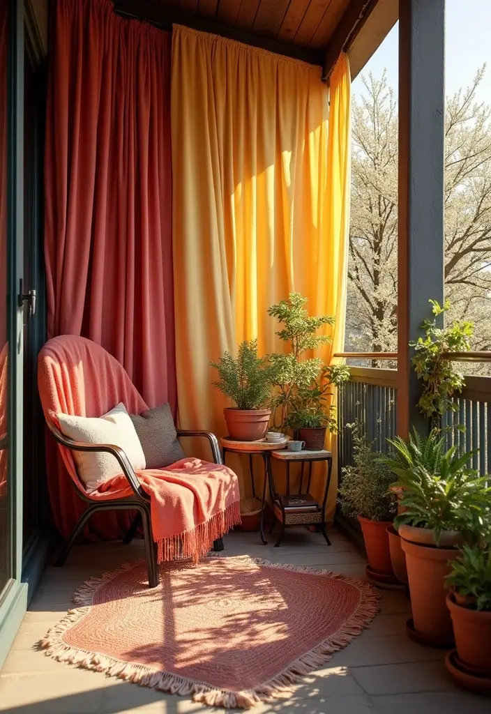 30 Big Balcony Design Inspirations Perfect for Relaxing Evenings - 24. Creative Use of Fabrics
