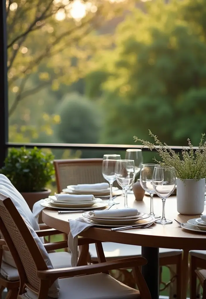 30 Big Balcony Design Inspirations Perfect for Relaxing Evenings - 3. Chic Outdoor Dining Area