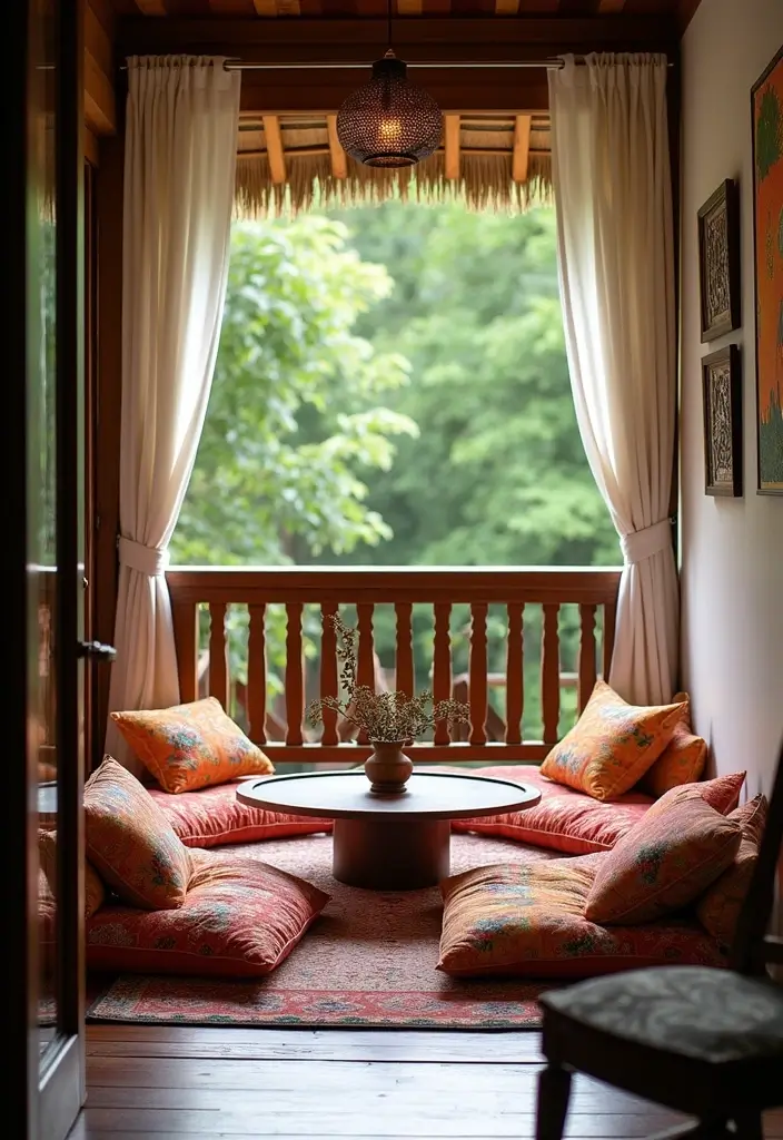 30 Big Balcony Design Inspirations Perfect for Relaxing Evenings - 6. Colorful Floor Cushions