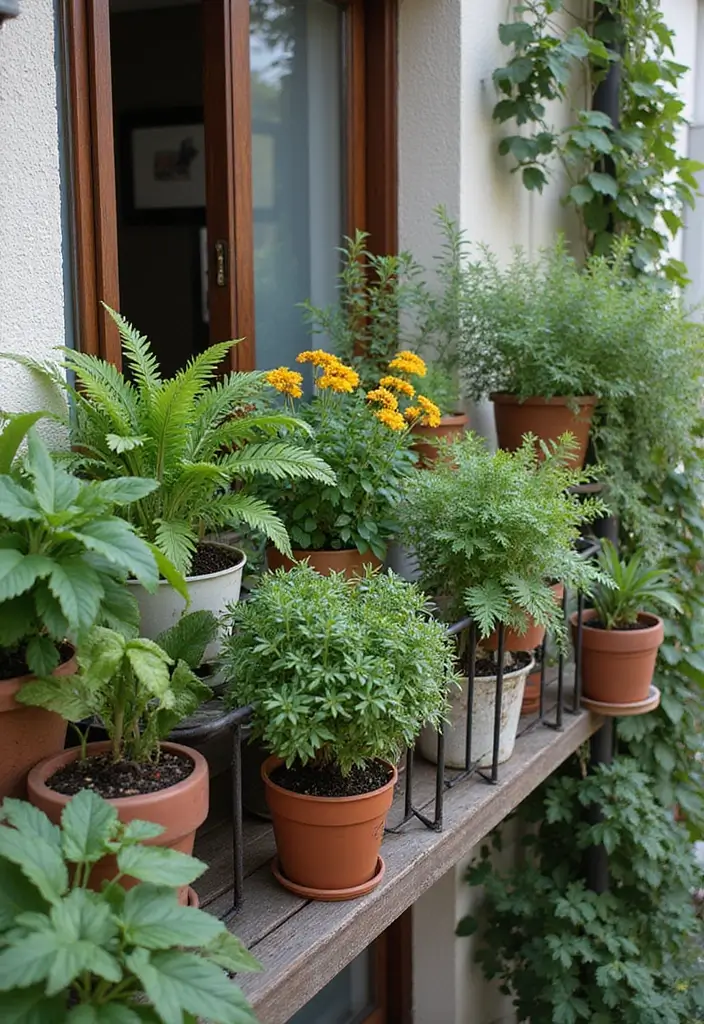 30 Big Balcony Design Inspirations Perfect for Relaxing Evenings - 8. Potted Plant Arrangements