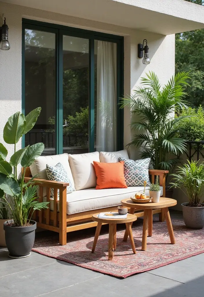 30 Boho Balcony Ideas Full of Colors and Natural Vibes - 14. Mixed-Use Furniture