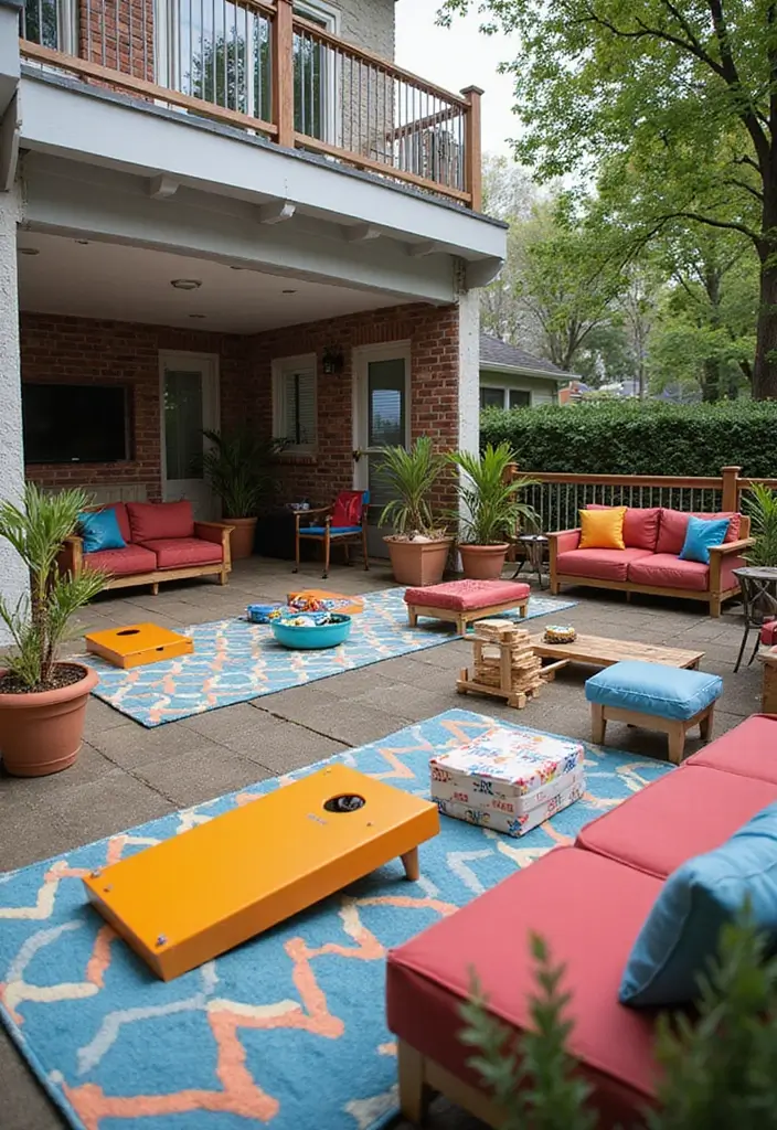 30 Boho Balcony Ideas Full of Colors and Natural Vibes - 18. Fun Outdoor Games