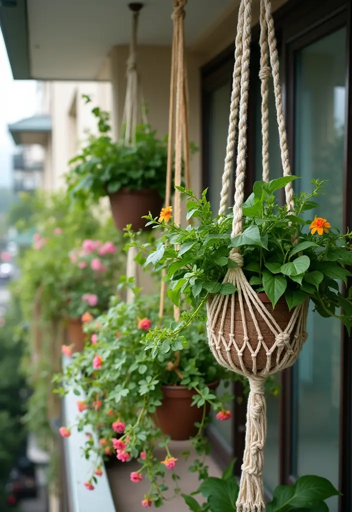 30 Boho Balcony Ideas Full of Colors and Natural Vibes - 2. Hanging Plants Galore