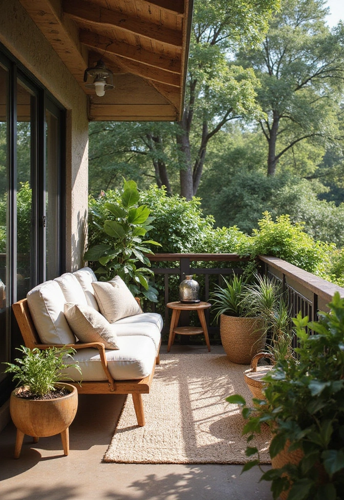 30 Boho Balcony Ideas Full of Colors and Natural Vibes - 28. Layering Textures