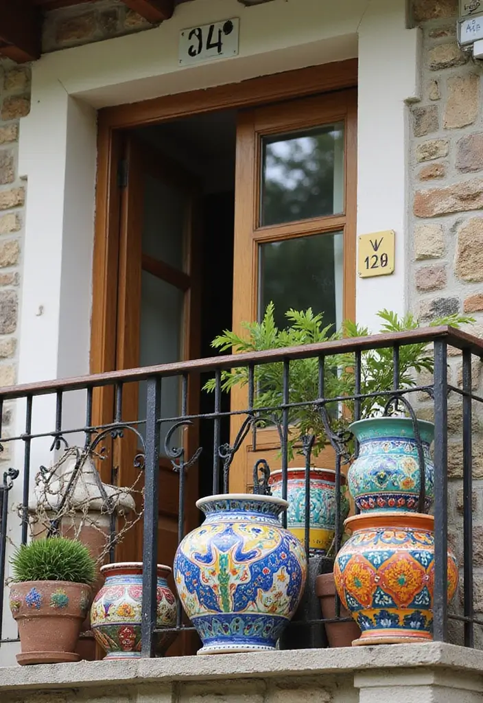 30 Indian Balcony Decor Ideas Full of Culture and Charm 10 30 Indian Balcony Decor Ideas Full of Culture and Charm - 10. Colorful Ceramic Accents