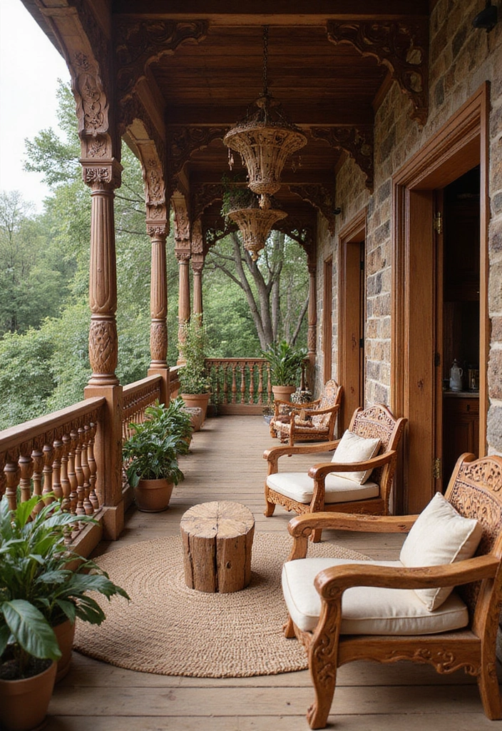 30 Indian Balcony Decor Ideas Full of Culture and Charm 7 30 Indian Balcony Decor Ideas Full of Culture and Charm - 7. Handcrafted Furniture
