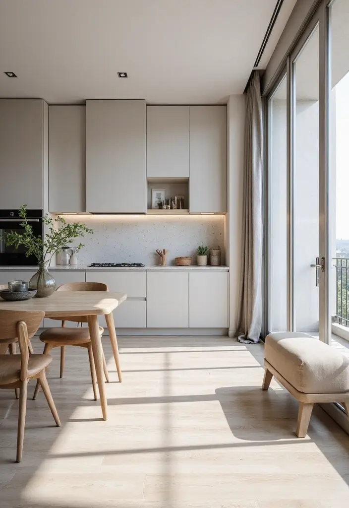 30 Kitchen in Balcony Inspirations That Save Space Smartly - 23. Minimalist Aesthetic
