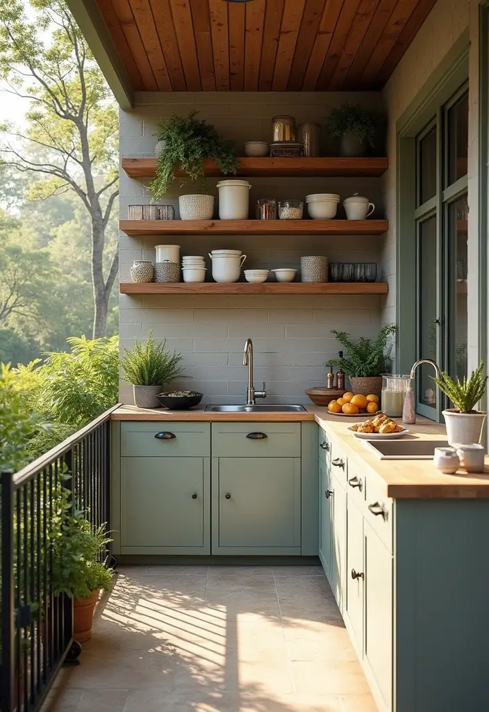 30 Kitchen in Balcony Inspirations That Save Space Smartly - 27. Outdoor Pantry Storage