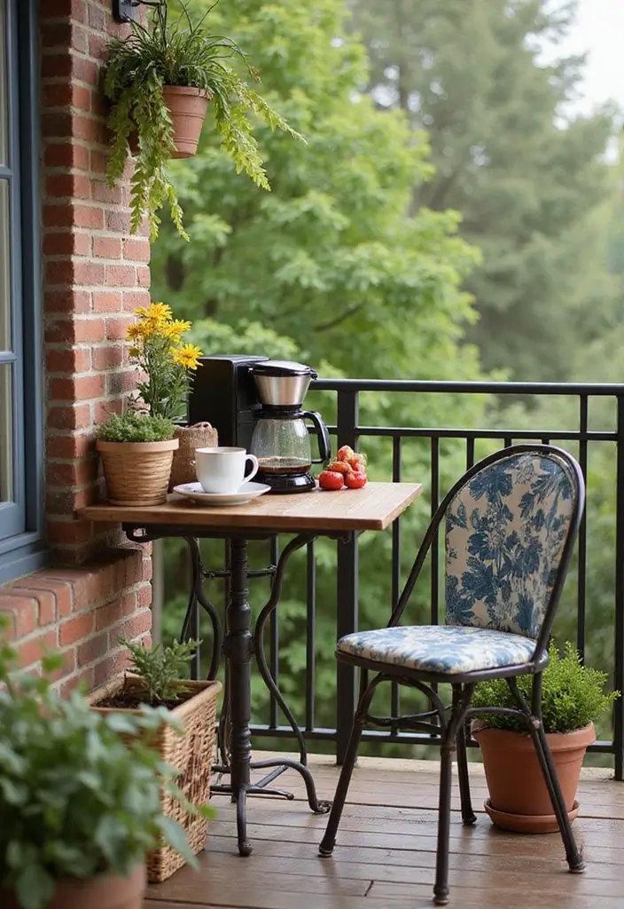 30 Kitchen in Balcony Inspirations That Save Space Smartly - 29. Outdoor Coffee Station