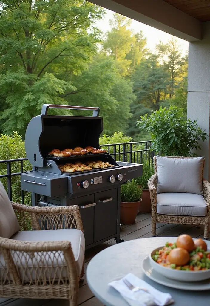 30 Kitchen in Balcony Inspirations That Save Space Smartly - 3. Compact Outdoor Grill