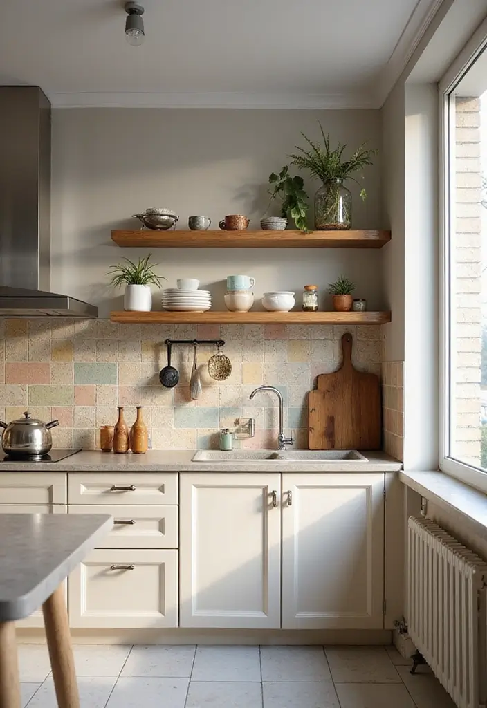 30 Kitchen in Balcony Inspirations That Save Space Smartly - 6. Stylish Backsplash