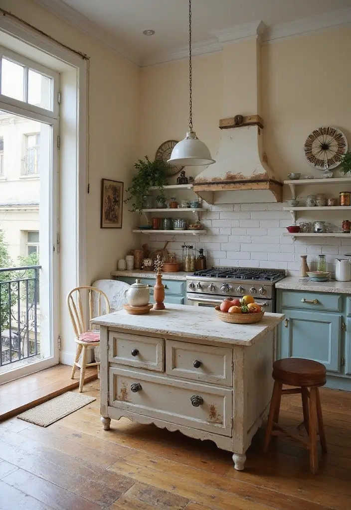 30 Kitchen in Balcony Inspirations That Save Space Smartly - 9. Repurposed Furniture