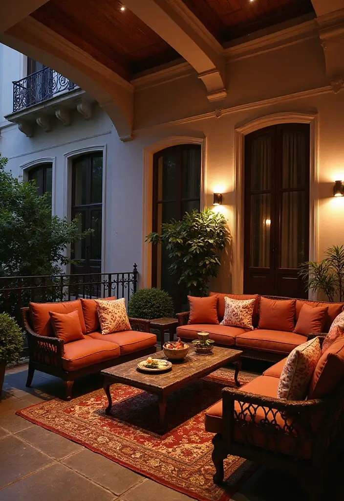 30 Luxury Balcony Inspirations That Feel Like a Resort 16 30 Luxury Balcony Inspirations That Feel Like a Resort - 16. Glamorous Lounge Area