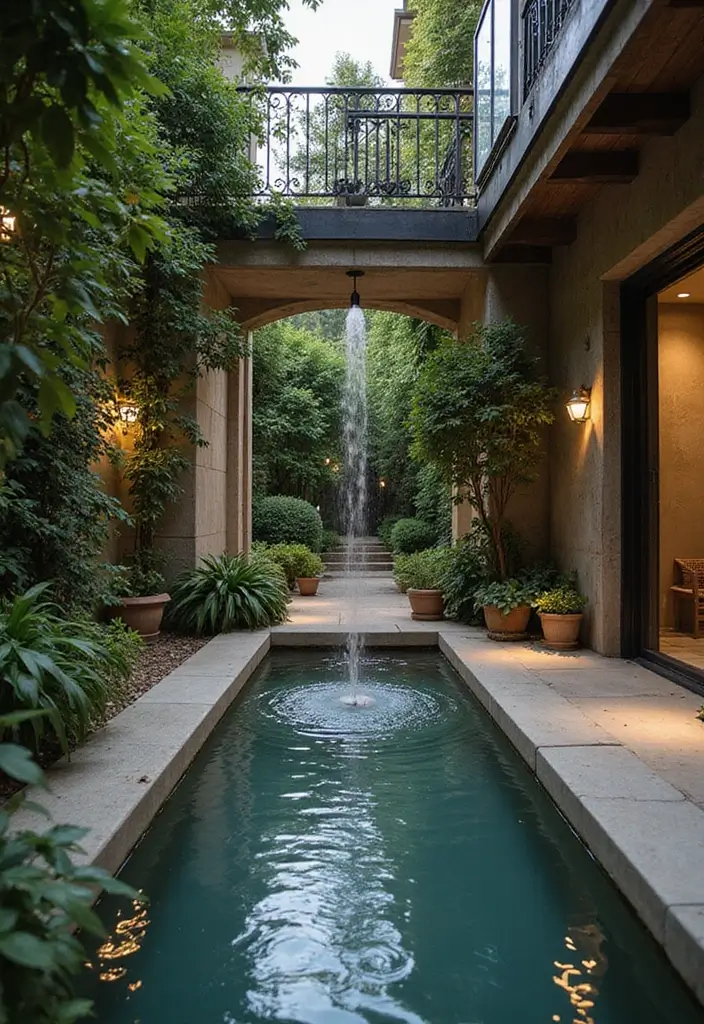30 Luxury Balcony Inspirations That Feel Like a Resort 18 30 Luxury Balcony Inspirations That Feel Like a Resort - 18. Elegant Water Feature