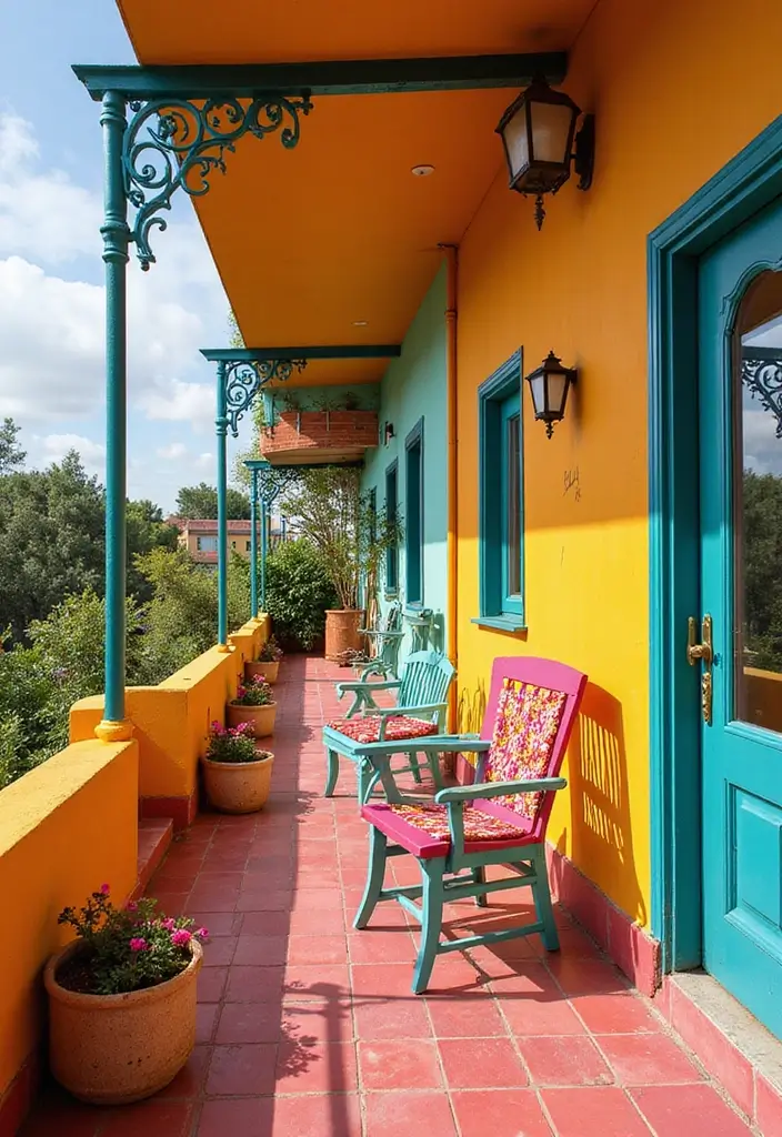 30 Luxury Balcony Inspirations That Feel Like a Resort 19 30 Luxury Balcony Inspirations That Feel Like a Resort - 19. Vibrant Color Palette