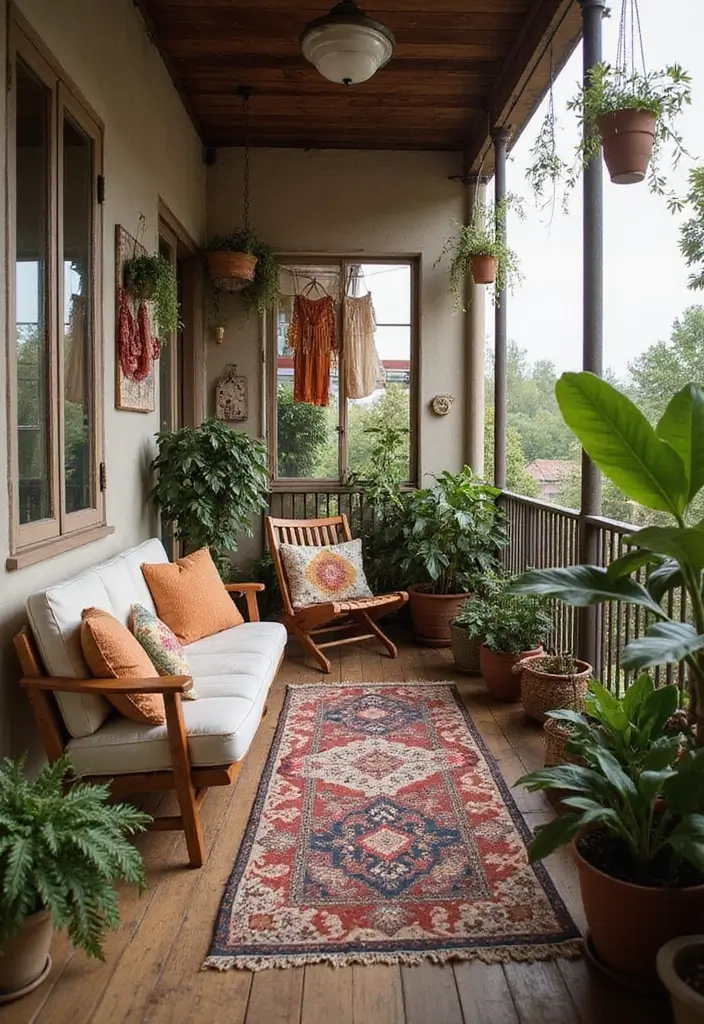 30 Luxury Balcony Inspirations That Feel Like a Resort 22 30 Luxury Balcony Inspirations That Feel Like a Resort - 22. Bohemian Vibes