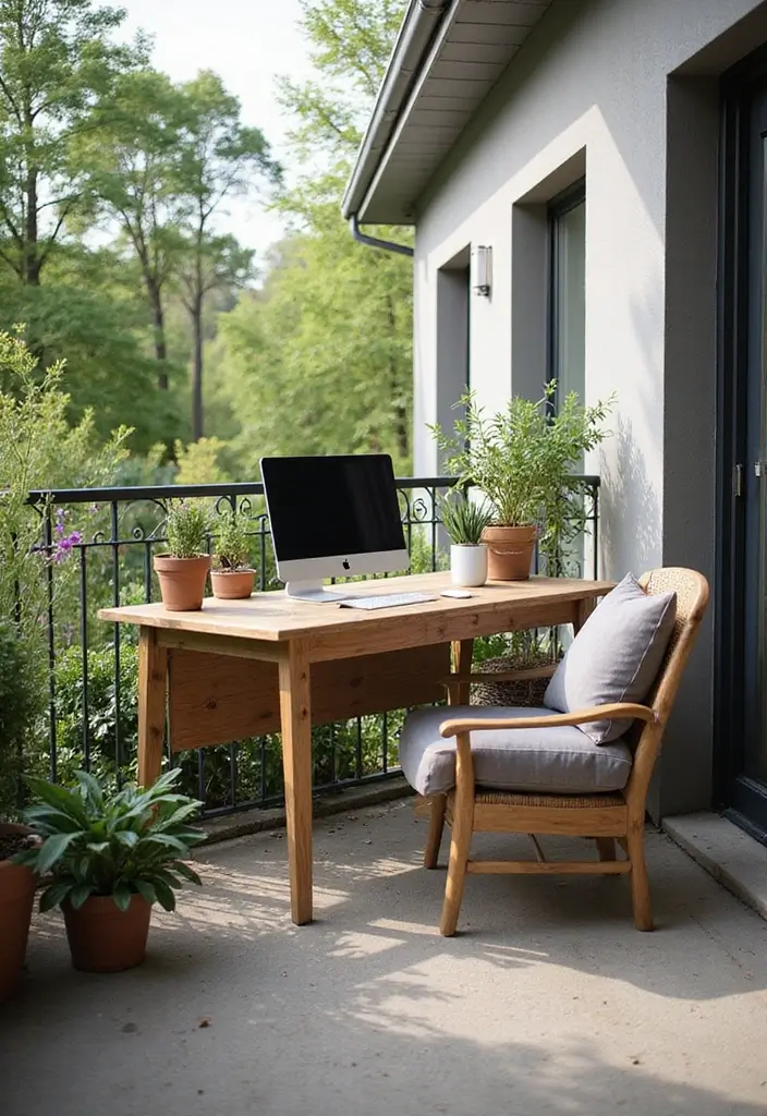 30 Luxury Balcony Inspirations That Feel Like a Resort 23 30 Luxury Balcony Inspirations That Feel Like a Resort - 23. Stylish Outdoor Office