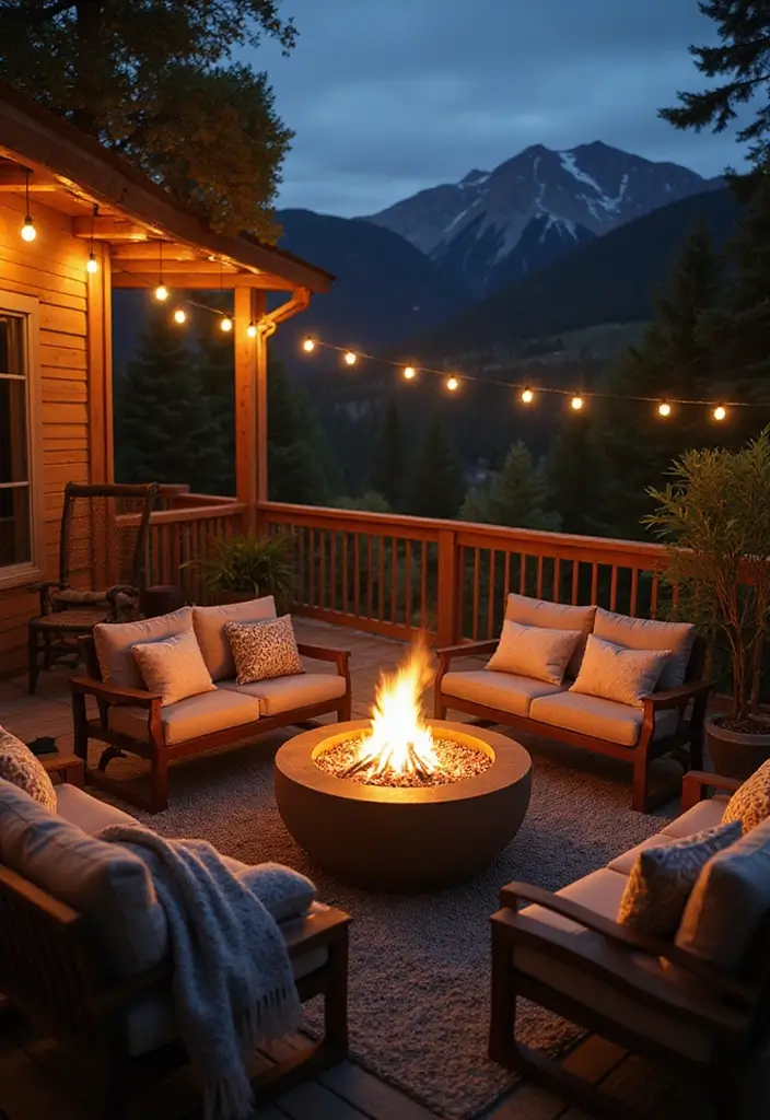 30 Luxury Balcony Inspirations That Feel Like a Resort 24 30 Luxury Balcony Inspirations That Feel Like a Resort - 24. Cozy Fire Pit Gathering