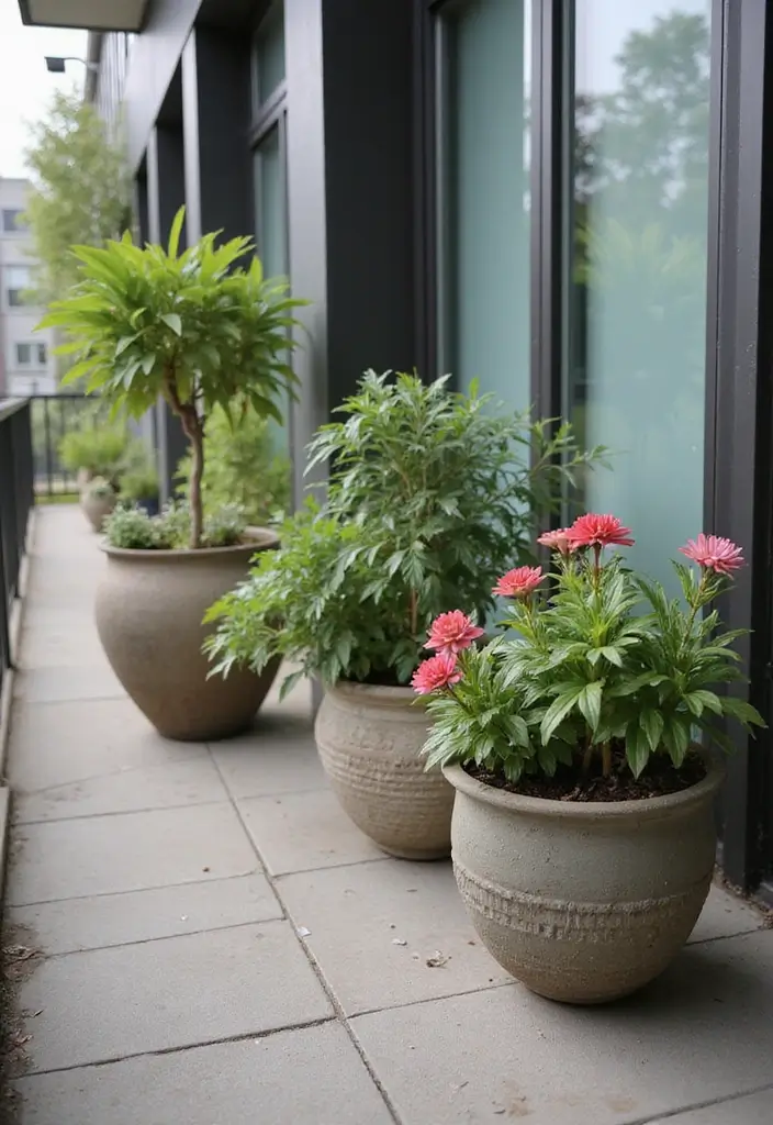 30 Luxury Balcony Inspirations That Feel Like a Resort 27 30 Luxury Balcony Inspirations That Feel Like a Resort - 27. Artistic Planters