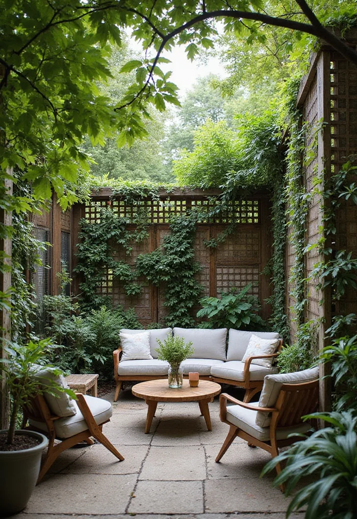 12 Apartment Backyard Ideas for Compact Smart Outdoor Living - 7. Lattice Screens for Privacy
