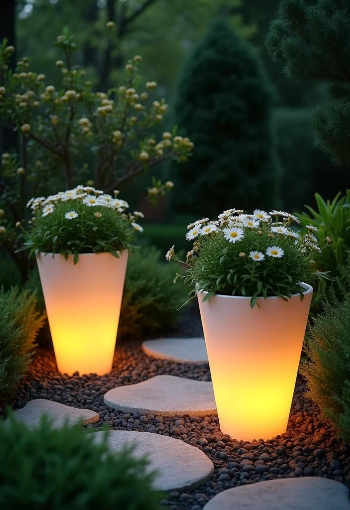 12 Backyard Ideas Lights for Warm Inviting Nighttime Glow 100 12 Backyard Ideas Lights for Warm Inviting Nighttime Glow - 10. Illuminated Planters
