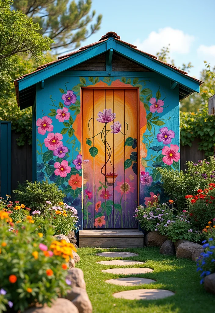 12 Backyard Shed Ideas for Practical Storage and Extra Space - 8. Artistic Shed with Mural