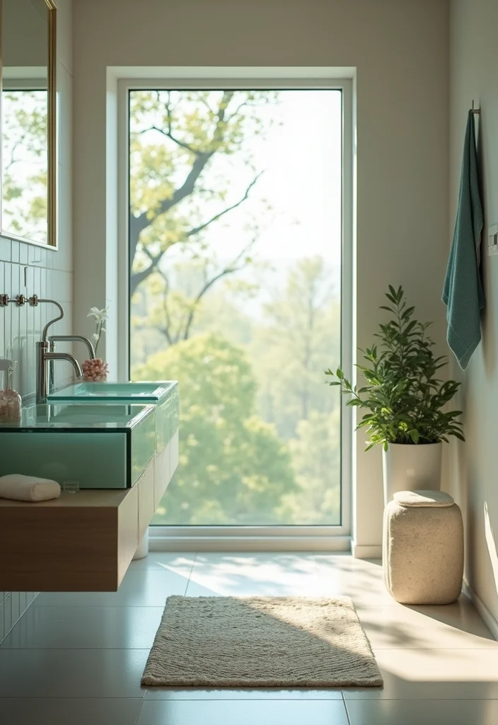 12 Bathroom Sinks Ideas for Stylish Functional Everyday Use - 10. Glass Sink with Nature Views