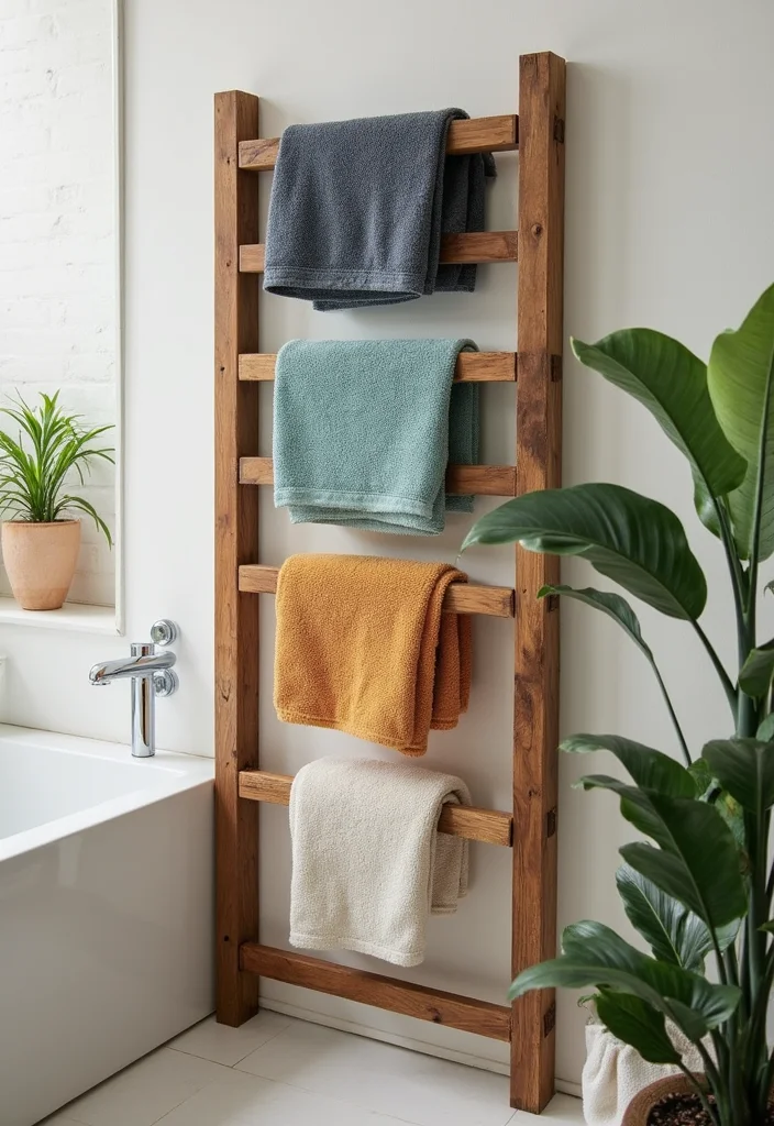12 Bathroom Towel Decor Ideas for Neat Pretty Everyday Displays - 2. Wall-Mounted Towel Racks Made from Reclaimed Wood