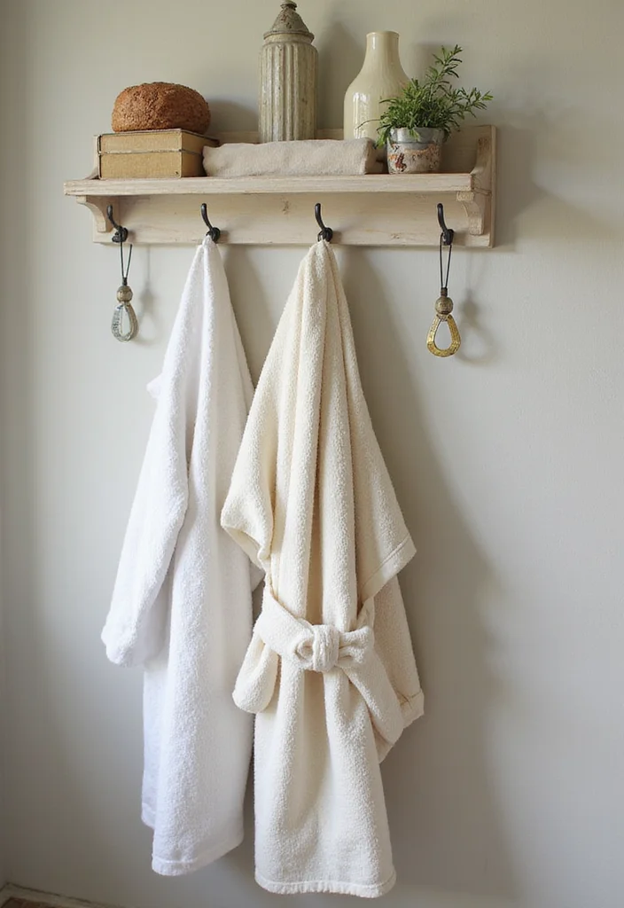 12 Bathroom Towel Decor Ideas for Neat Pretty Everyday Displays - 6. Vintage-Style Hooks for Charm