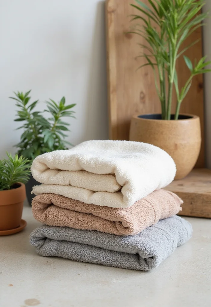 12 Bathroom Towel Decor Ideas for Neat Pretty Everyday Displays - 7. Eco-Friendly Cotton and Linen Towels